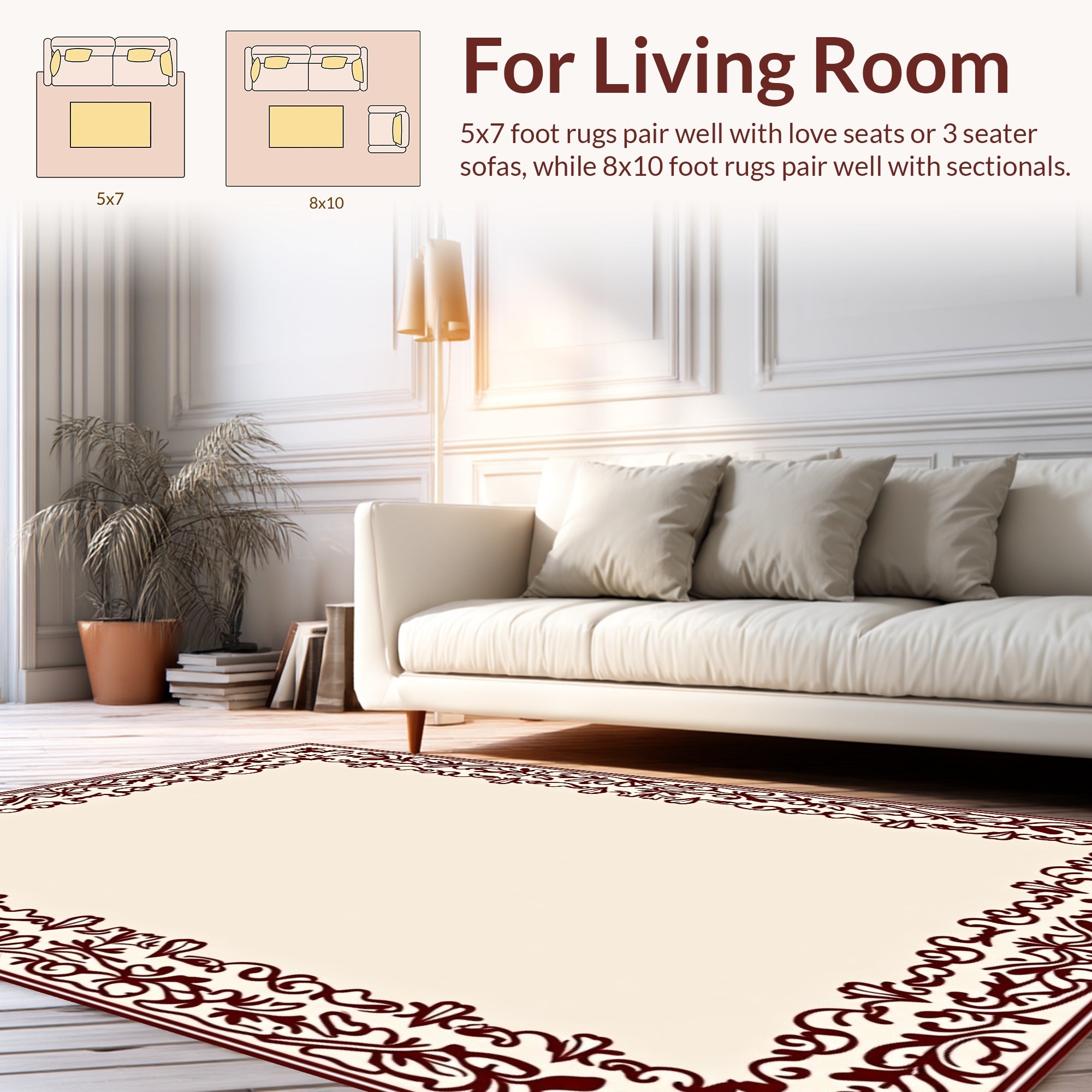 Elegant Floral Border Design Rug