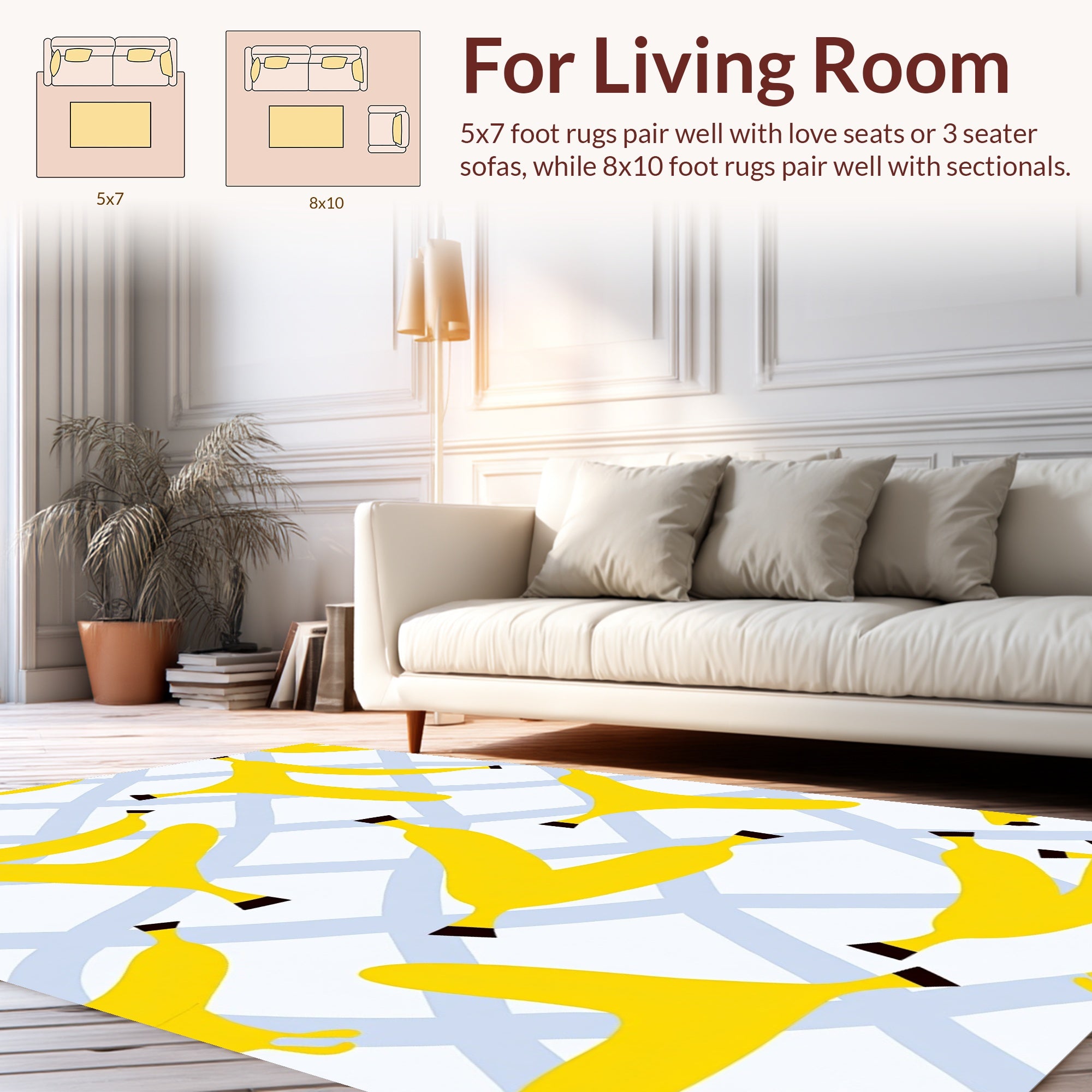 Yellow Fruit Pattern Print Rug