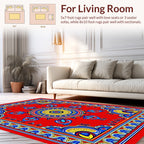 Bold Red Yellow Blue Floral Mandala Rug