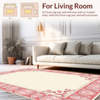 Art Nouveau Pink Floral Border Rug