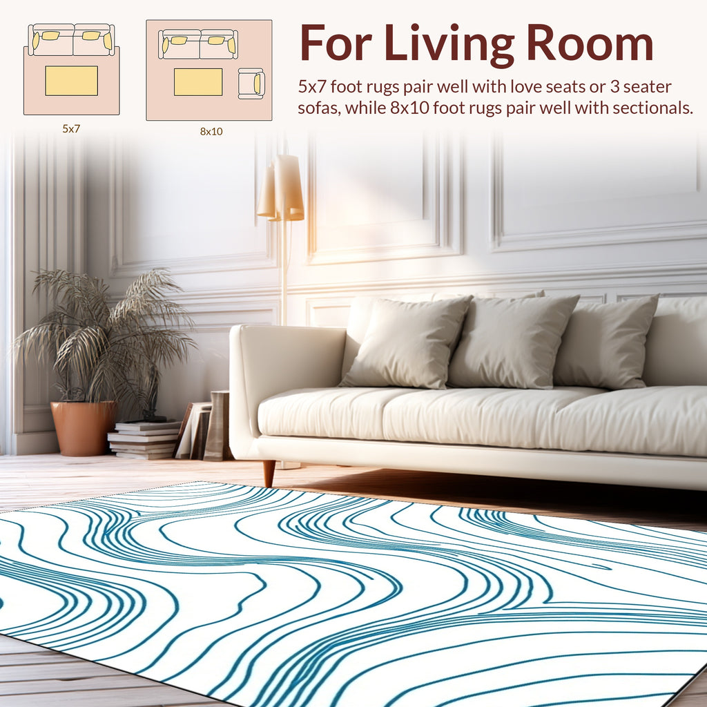 Abstract Blue Contour Organic Pattern Rug