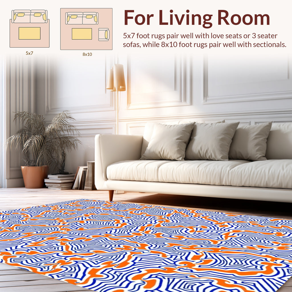 Bold Abstract Organic Line Pattern Rug