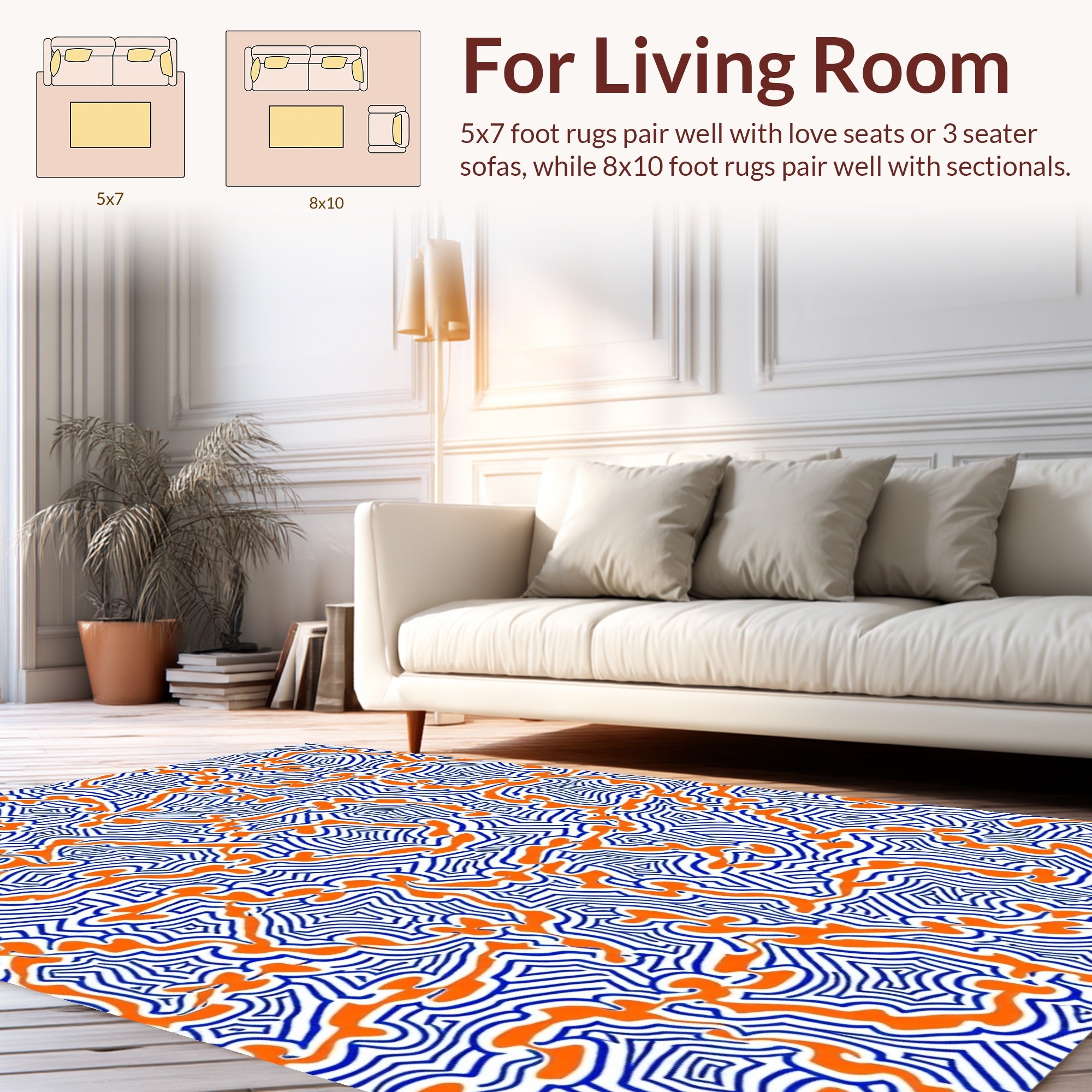 Bold Abstract Organic Line Pattern Rug