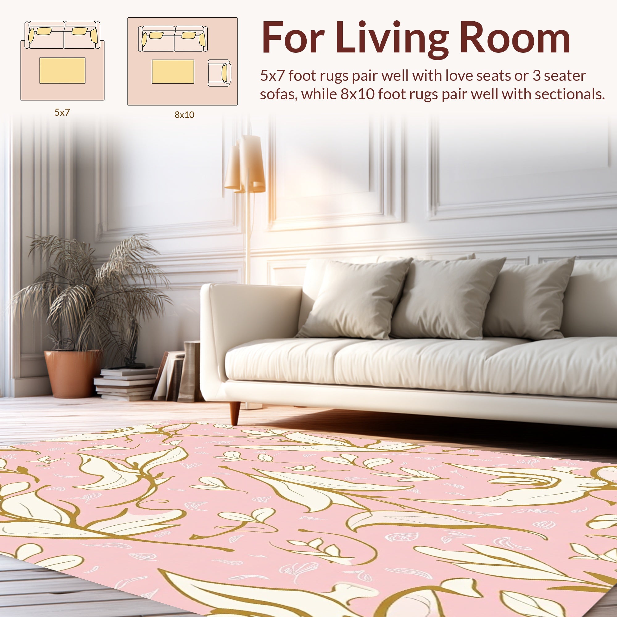 Botanical Floral Gold Outline Rug
