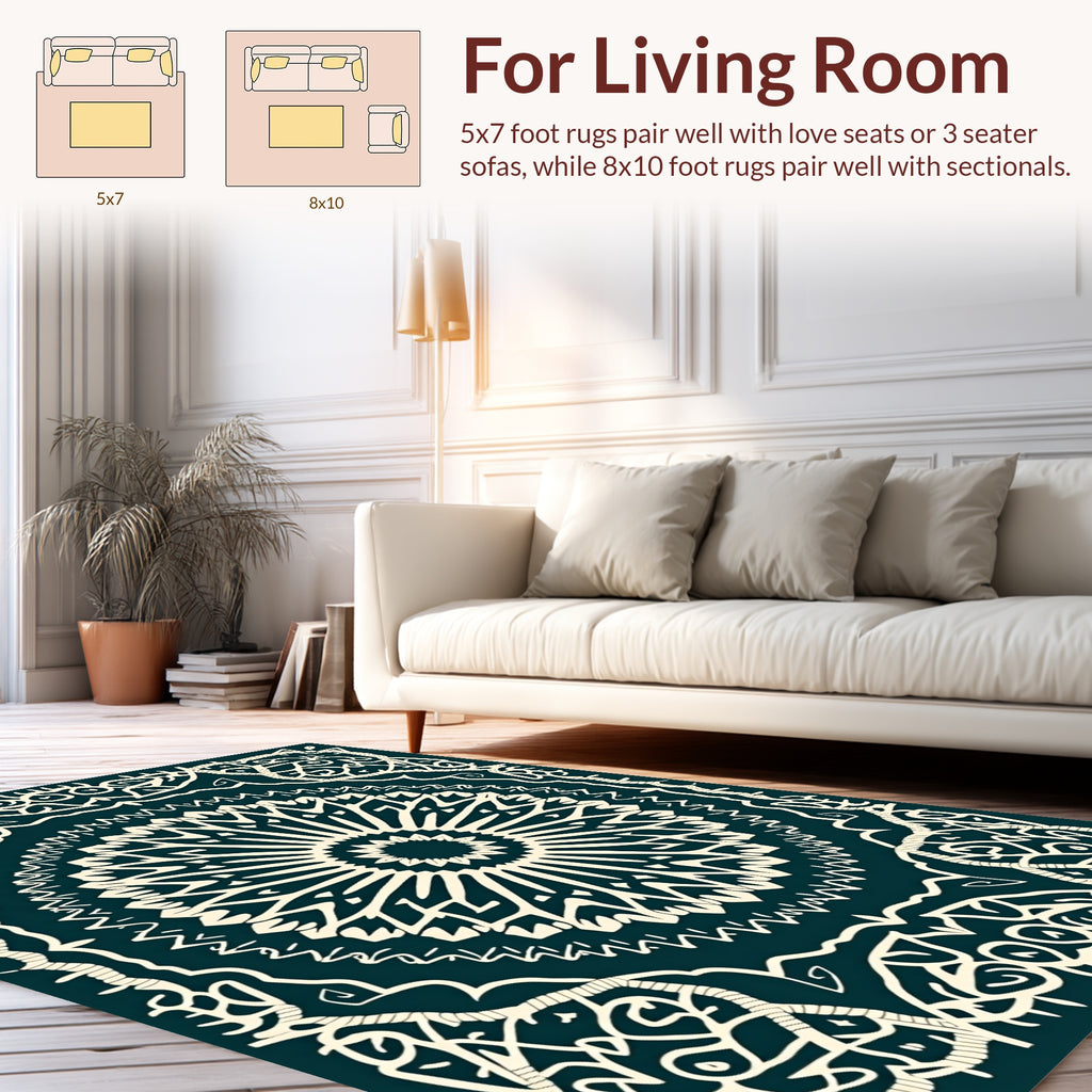Intricate Mandala Geometric Cream Rug