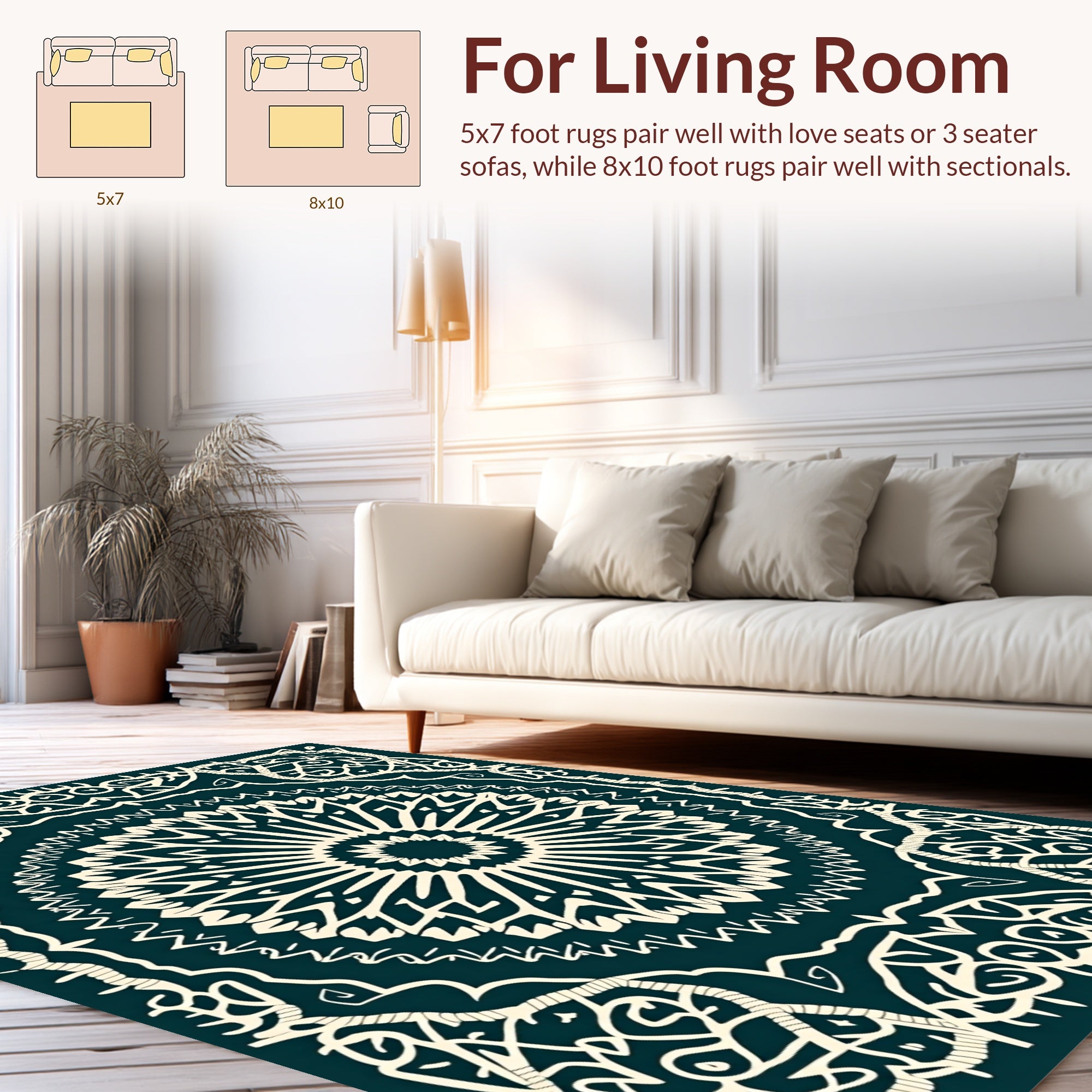 Intricate Mandala Geometric Cream Rug