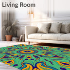 Vibrant Psychedelic Mandala Pattern Rug
