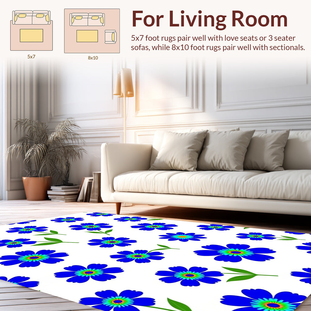 Blue Floral Pattern Fresh Design Rug