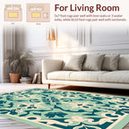 Mint Teal Floral Damask Pattern Rug
