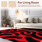 Bold Red Black Abstract Pattern Rug