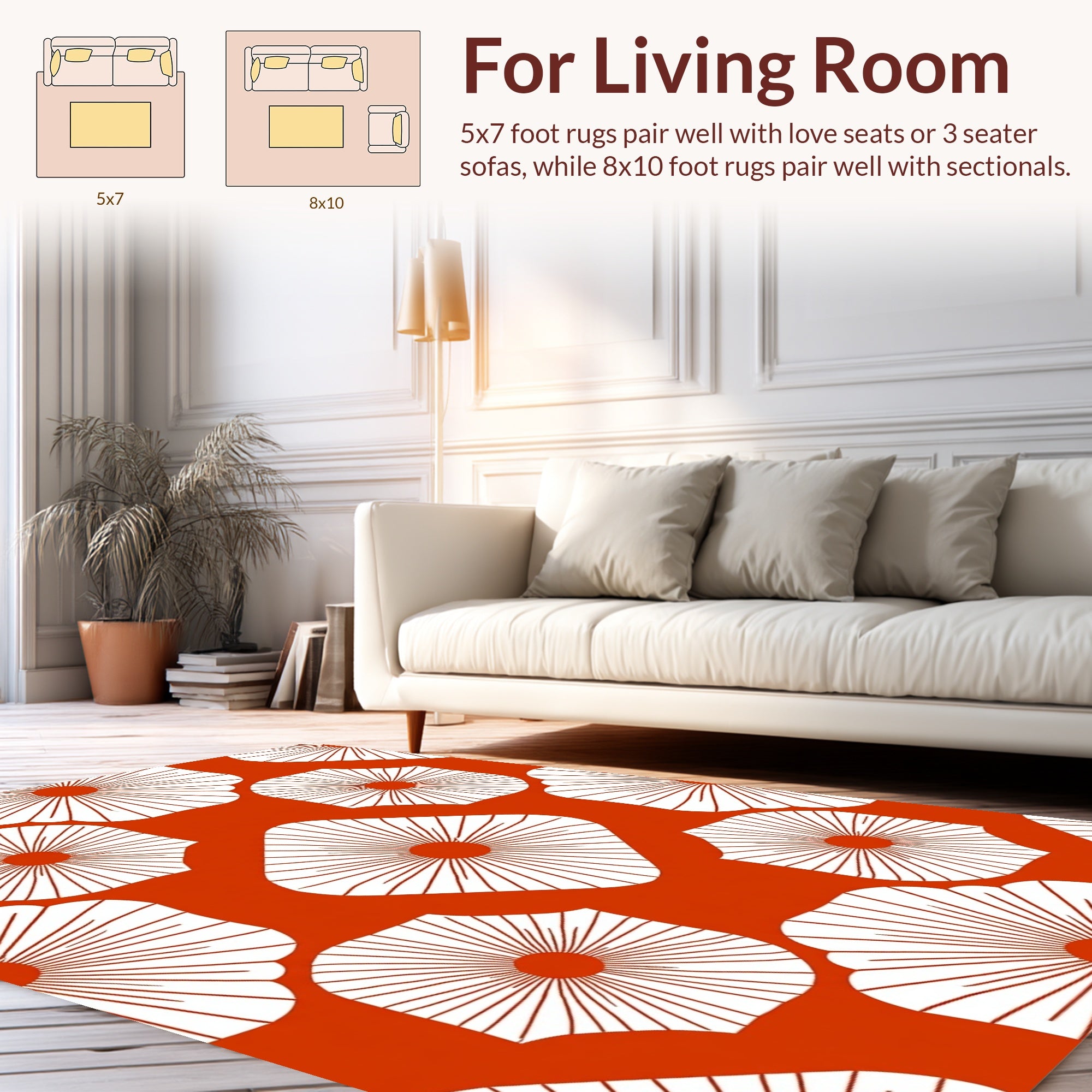 Mid Century Sunburst Pattern Rug