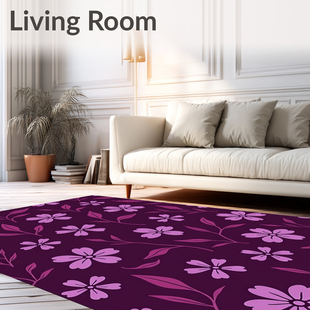 Floral Pattern In Magenta And Purple Rug