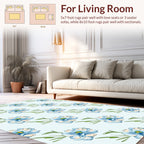 Charming Blue Floral Pattern Rug