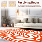 Bold Orange Wave Pattern Rug