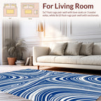 Navy Blue Wavy Swirl Rug