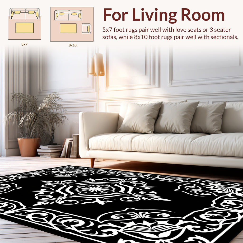 Vintage White Floral Inspired Pattern Rug