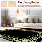 Golden Elaborate Scrollwork Frame Design Rug