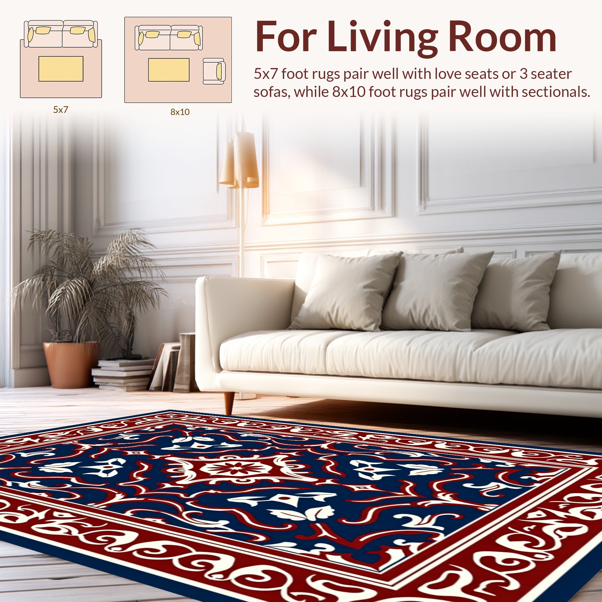 Classic Floral Inlay Pattern Rug