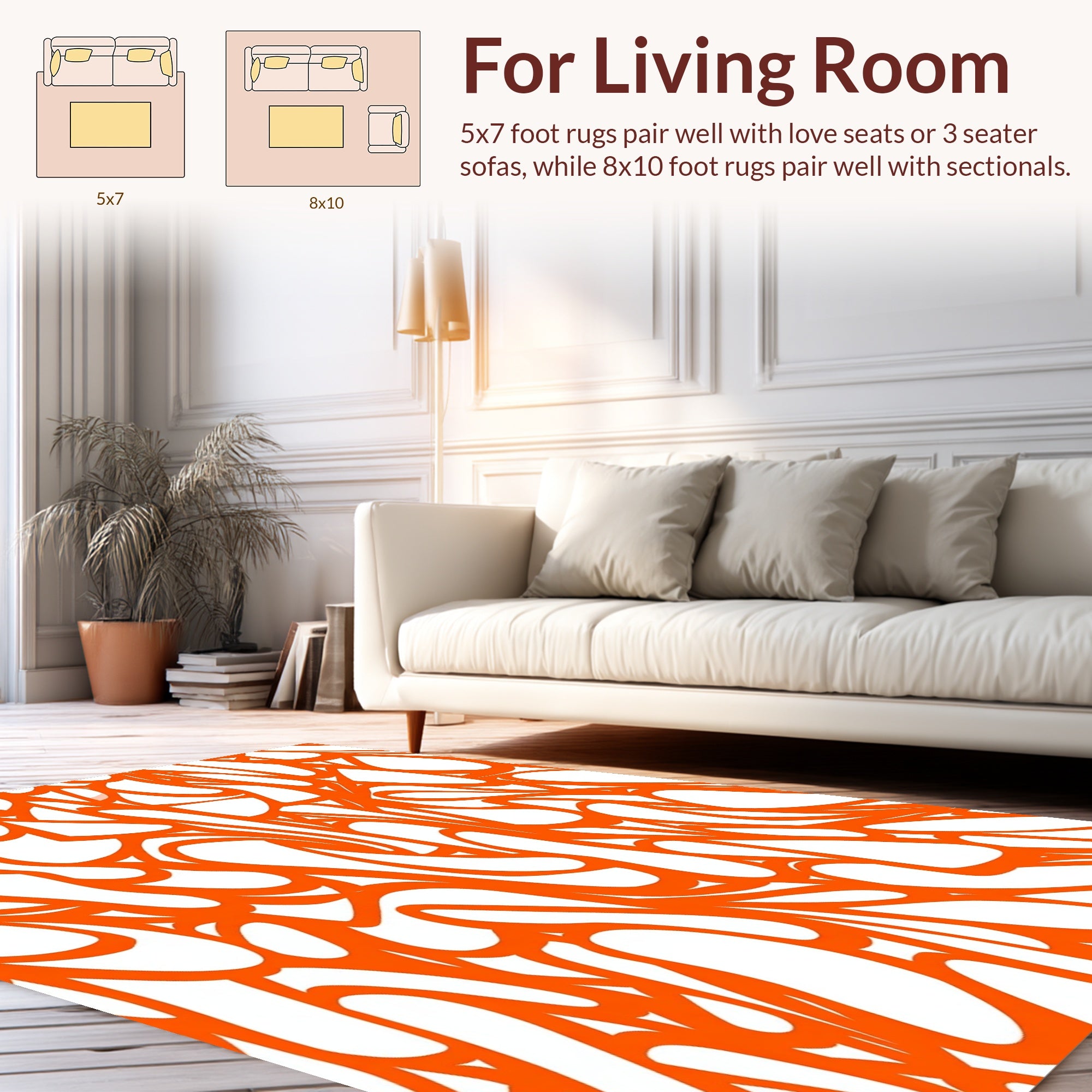 Abstract Orange Swirl Pattern Rug