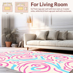Playful Pink Blue Swirl Pattern Rug