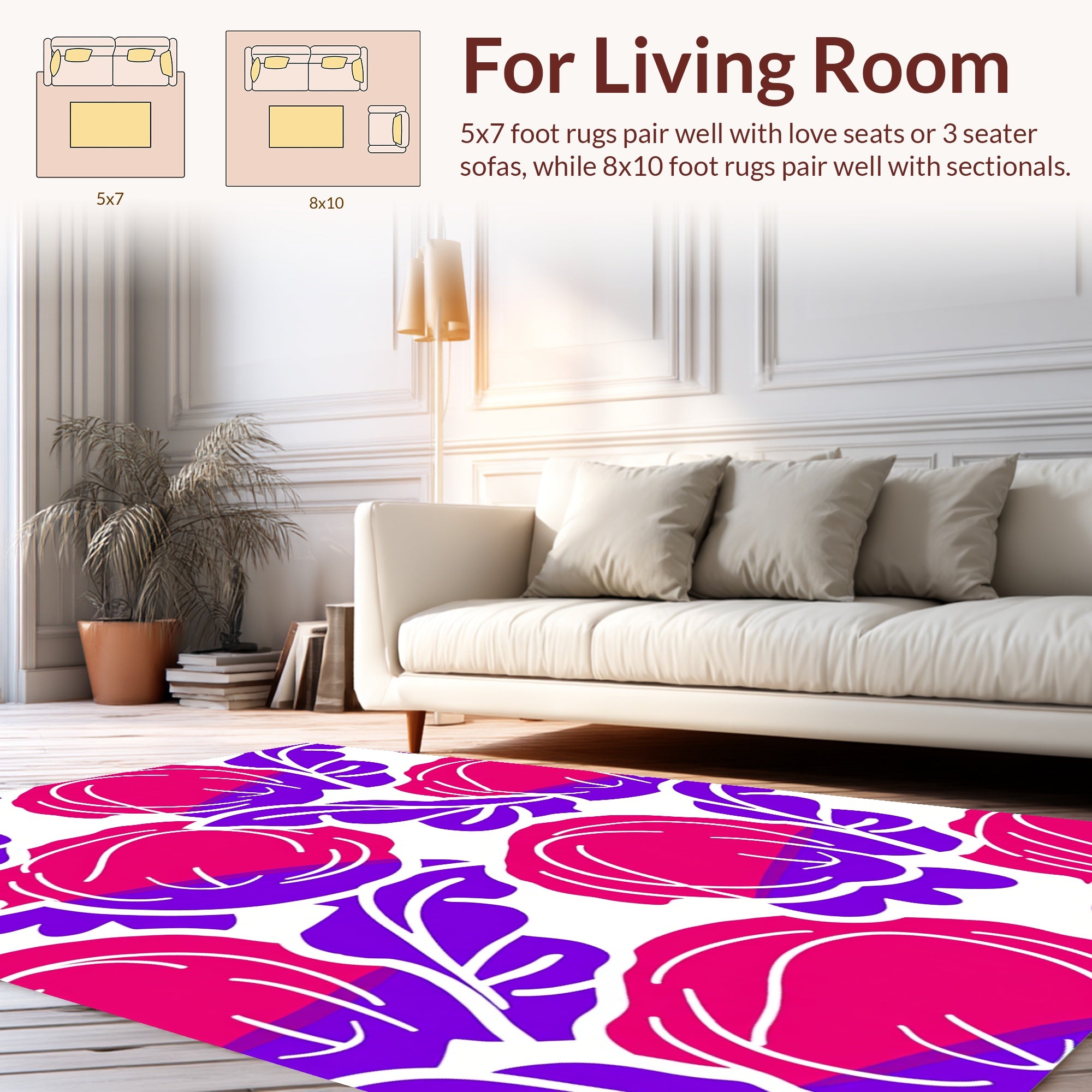 Bold Floral Leaves Pattern Rug
