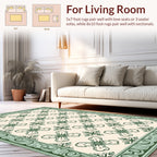Classical Green Floral Repeating Pattern Rug