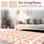 Geometric Coral Cream Abstract Pattern Rug
