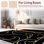 Abstract Swirl Gold Black Design Rug