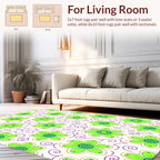 Green Floral Swirls Design Rug