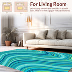 Cool Blue Green Swirl Art Rug