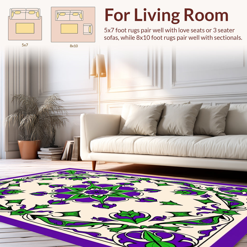 Vibrant Floral Medallion Pattern Rug