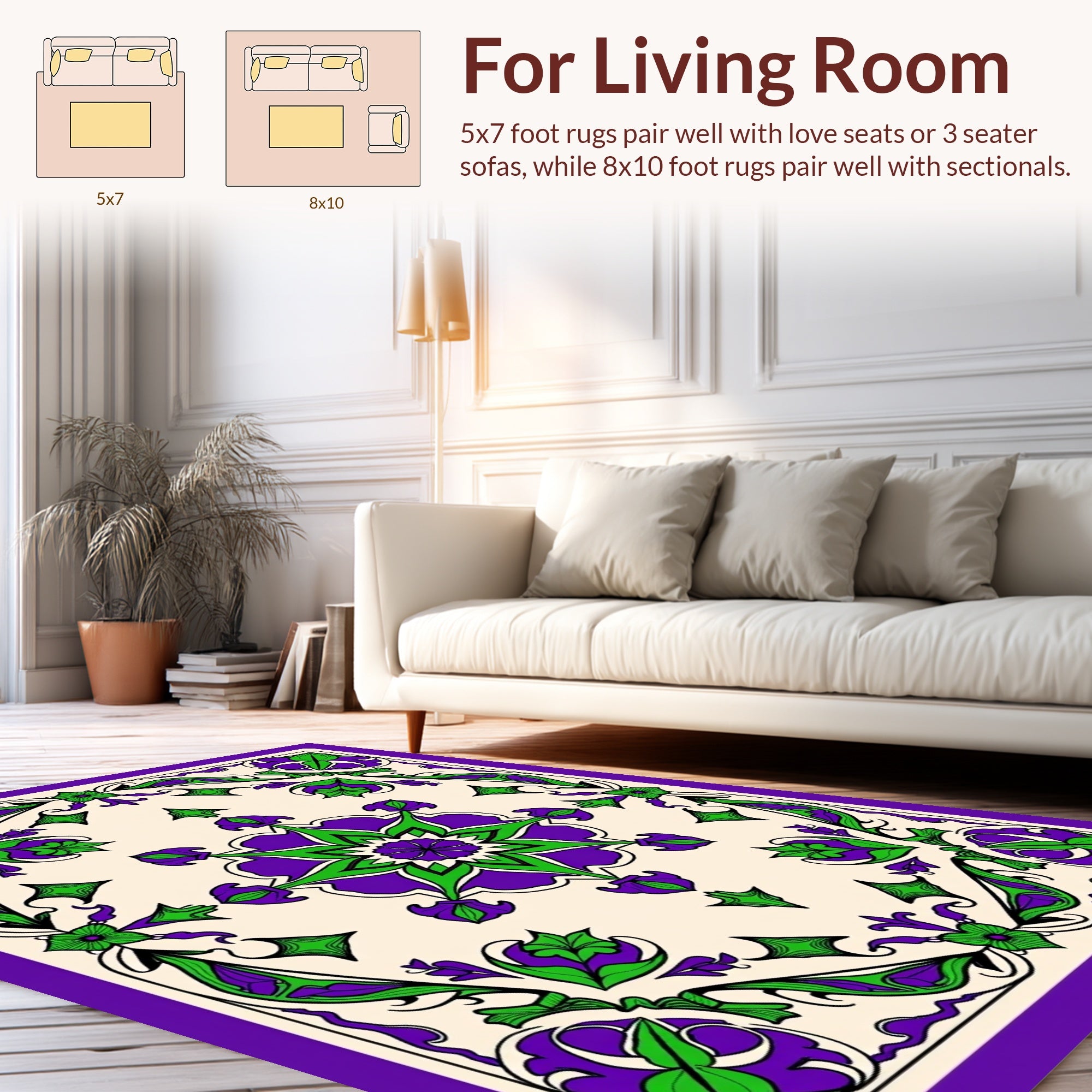 Vibrant Floral Medallion Pattern Rug