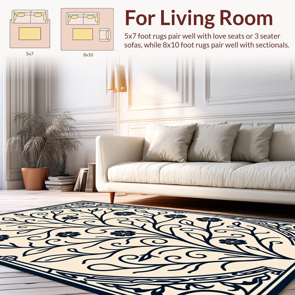 Ornate Floral Vine Pattern Rug
