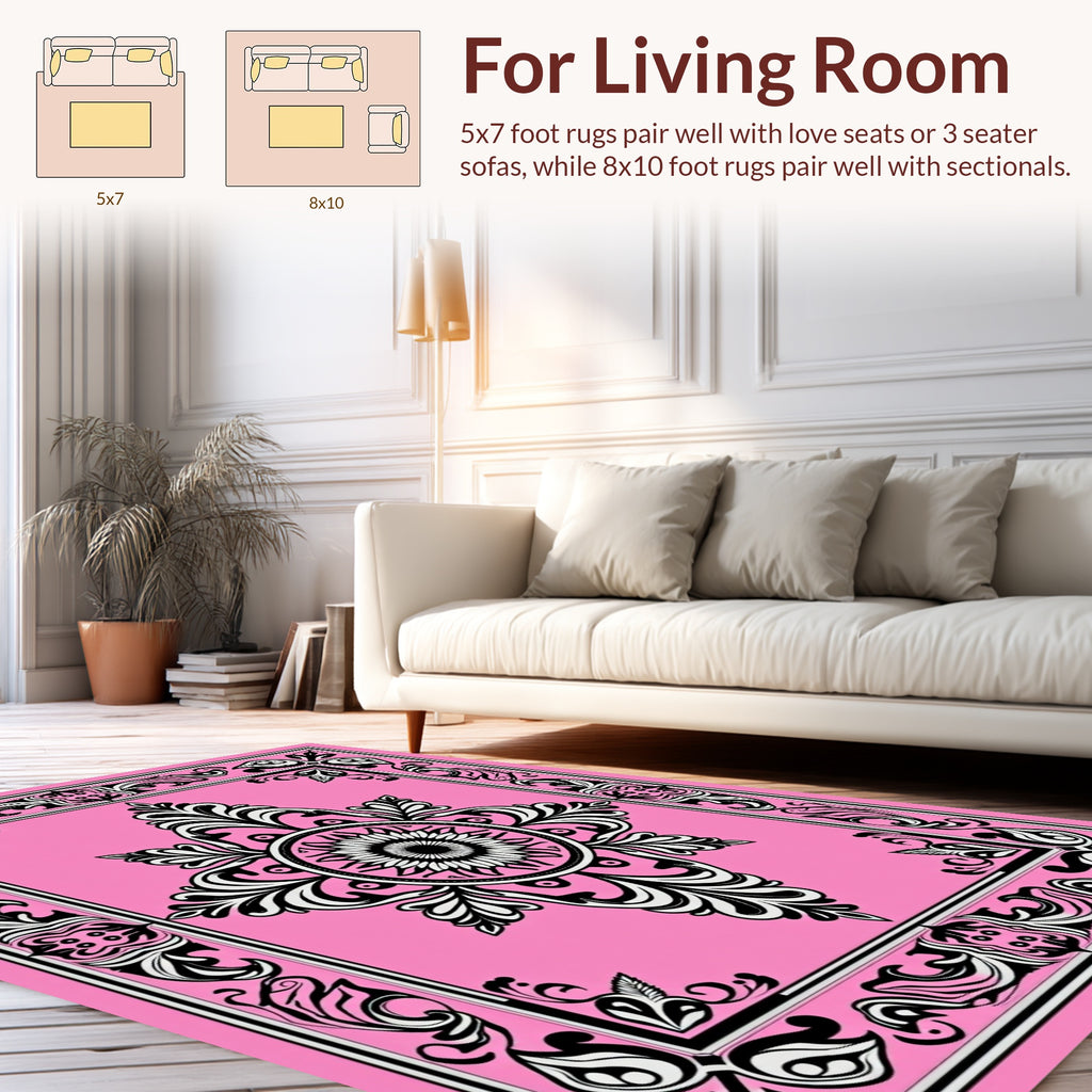 Baroque floral pink decorative Rug