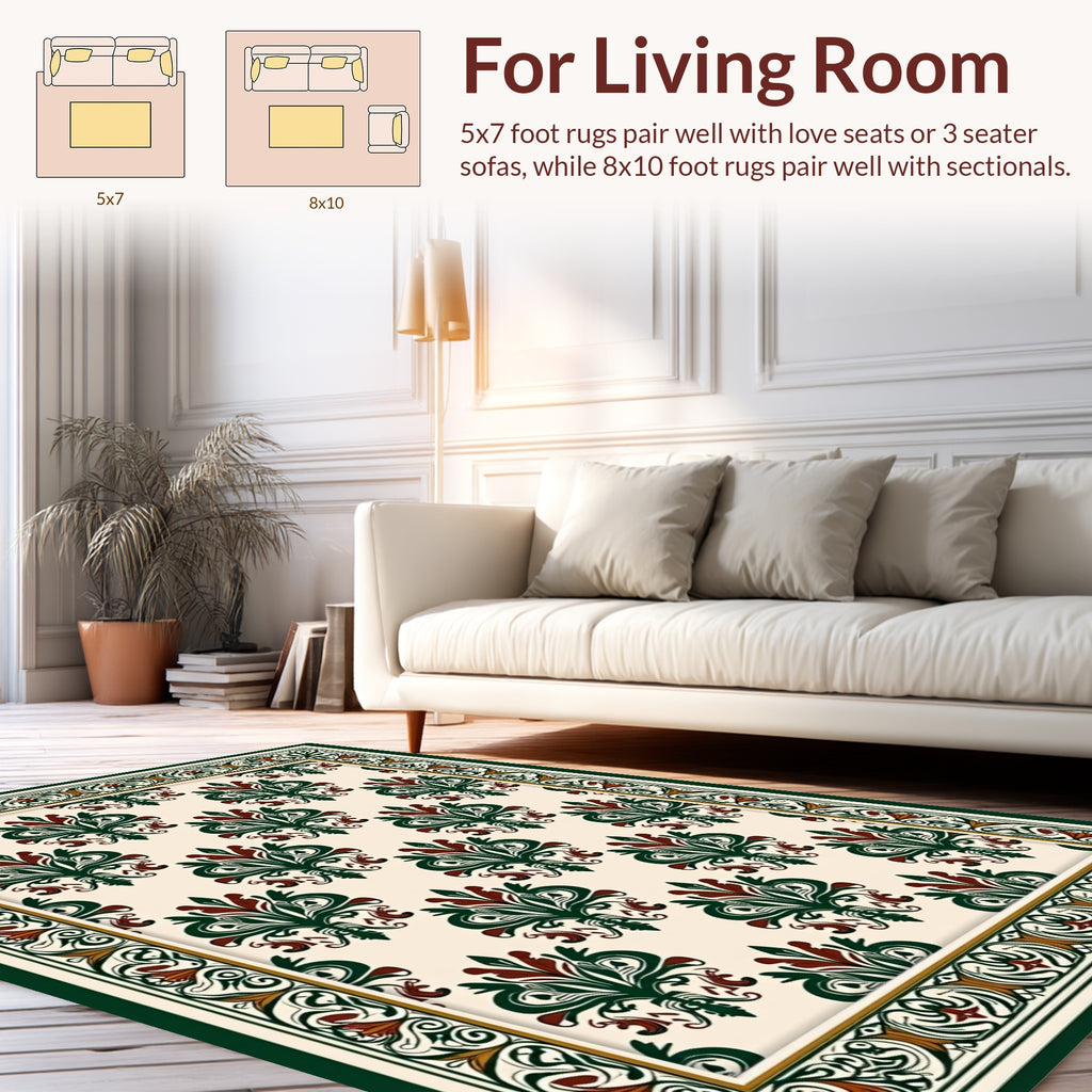 Ornate Floral Damask Pattern Rug