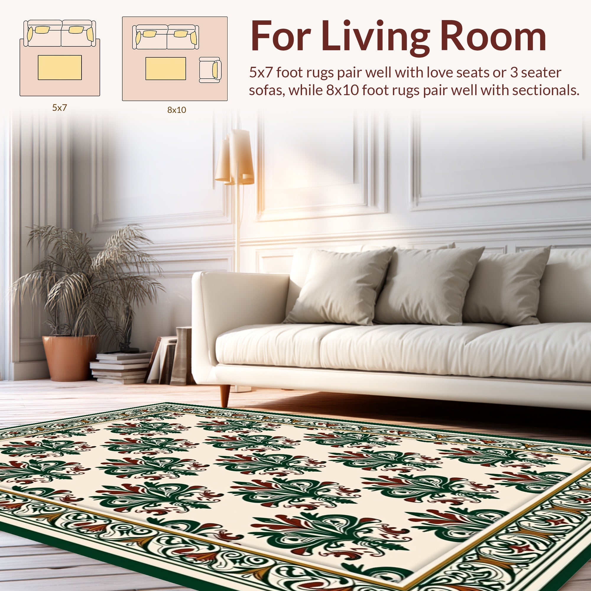 Ornate Floral Damask Pattern Rug