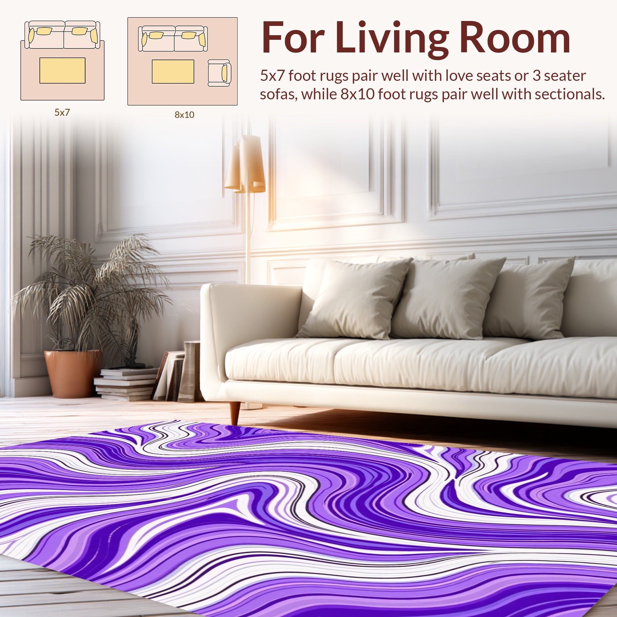 Purple Swirl Fluid Abstract Rug