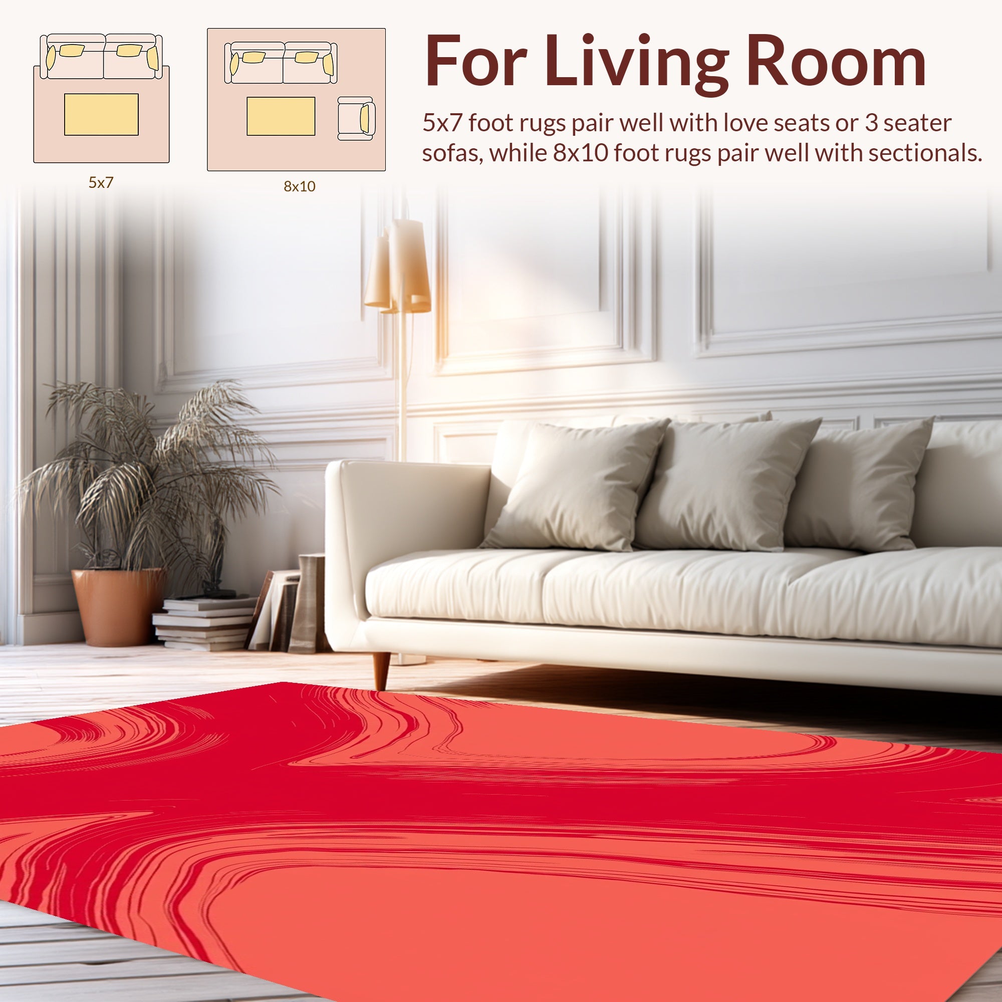 Fierce Red Strokes Abstract Design Rug