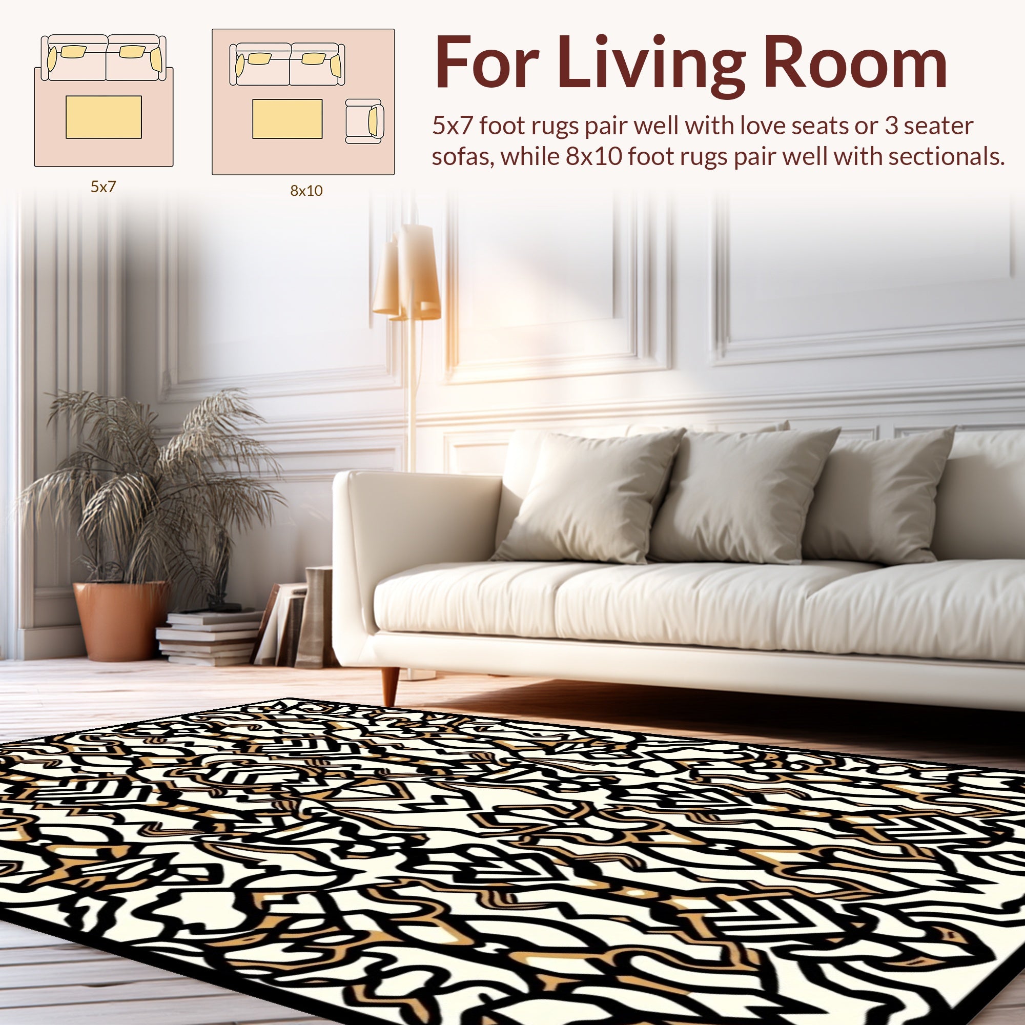 Classic Black Gold Abstract Pattern Rug