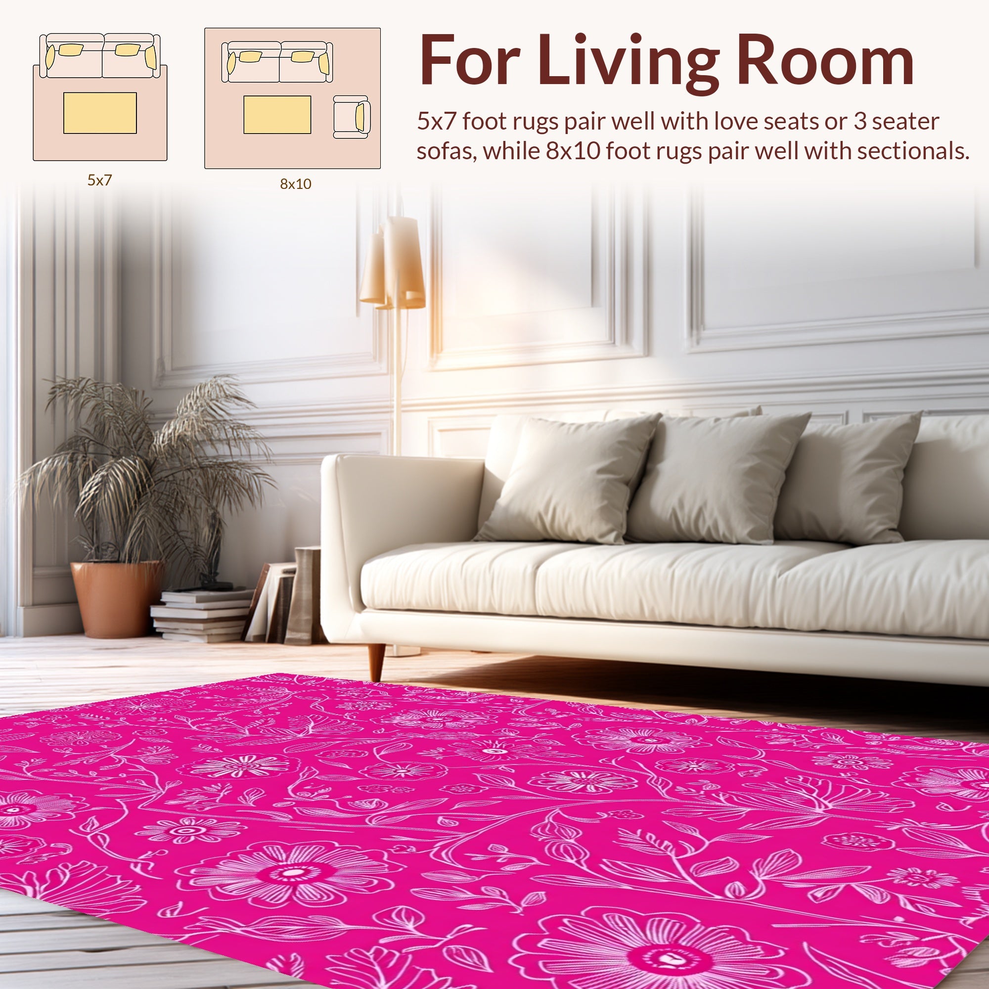 Orchid Fuchsia Floral Outline Rug