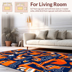 Orange Excavator Construction Vehicle Pattern Rug