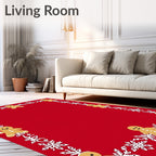 Red Gingerbread Snowflakes Border Rug