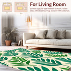 Tropical Leaf Pattern Cream Rug