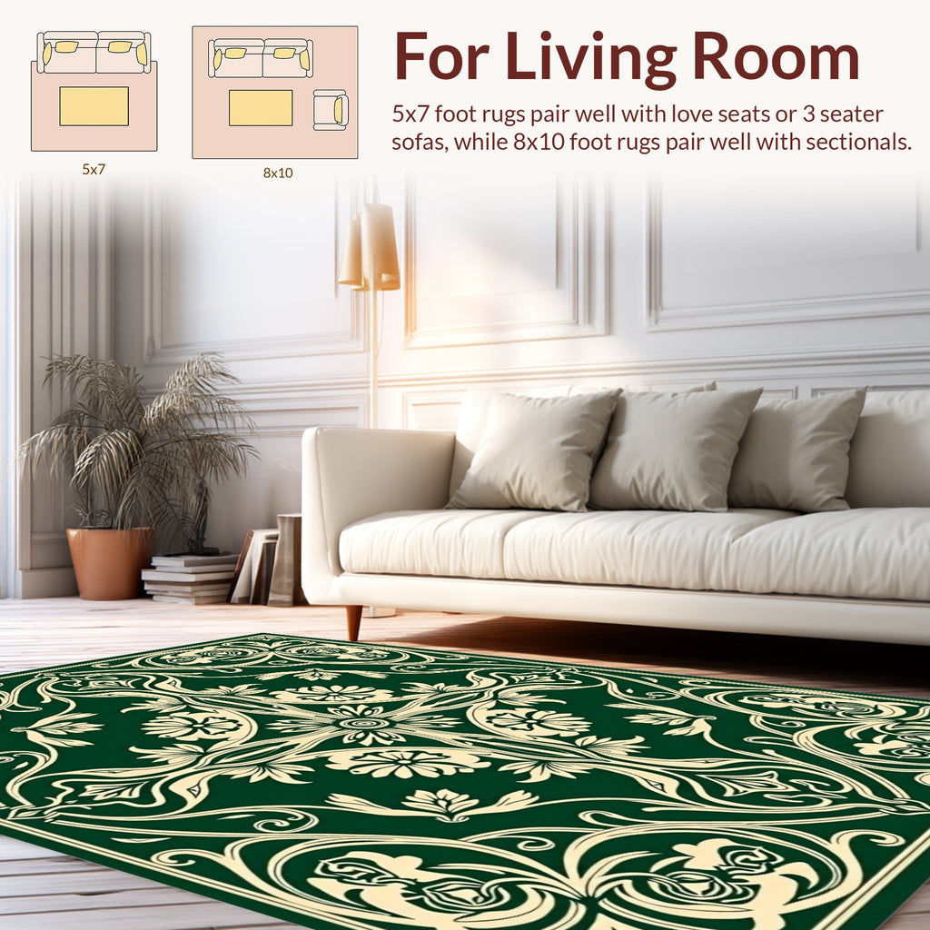 Classic Floral Swirls Pattern Design Rug