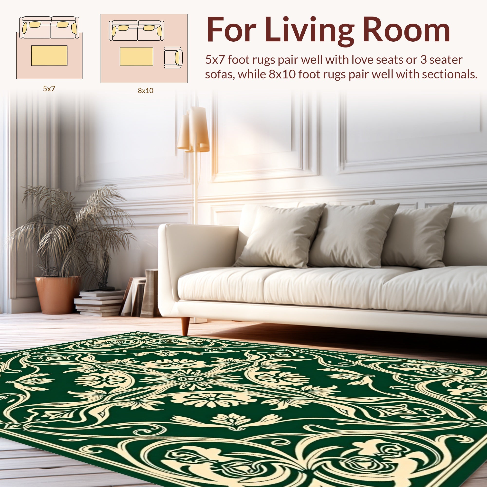 Classic Floral Swirls Pattern Design Rug