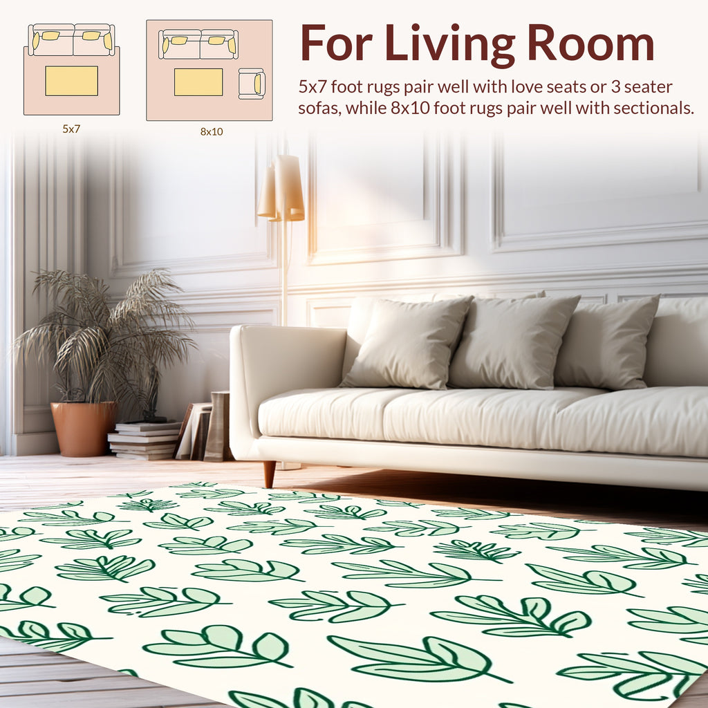 Green Leaf Pattern Design Rug