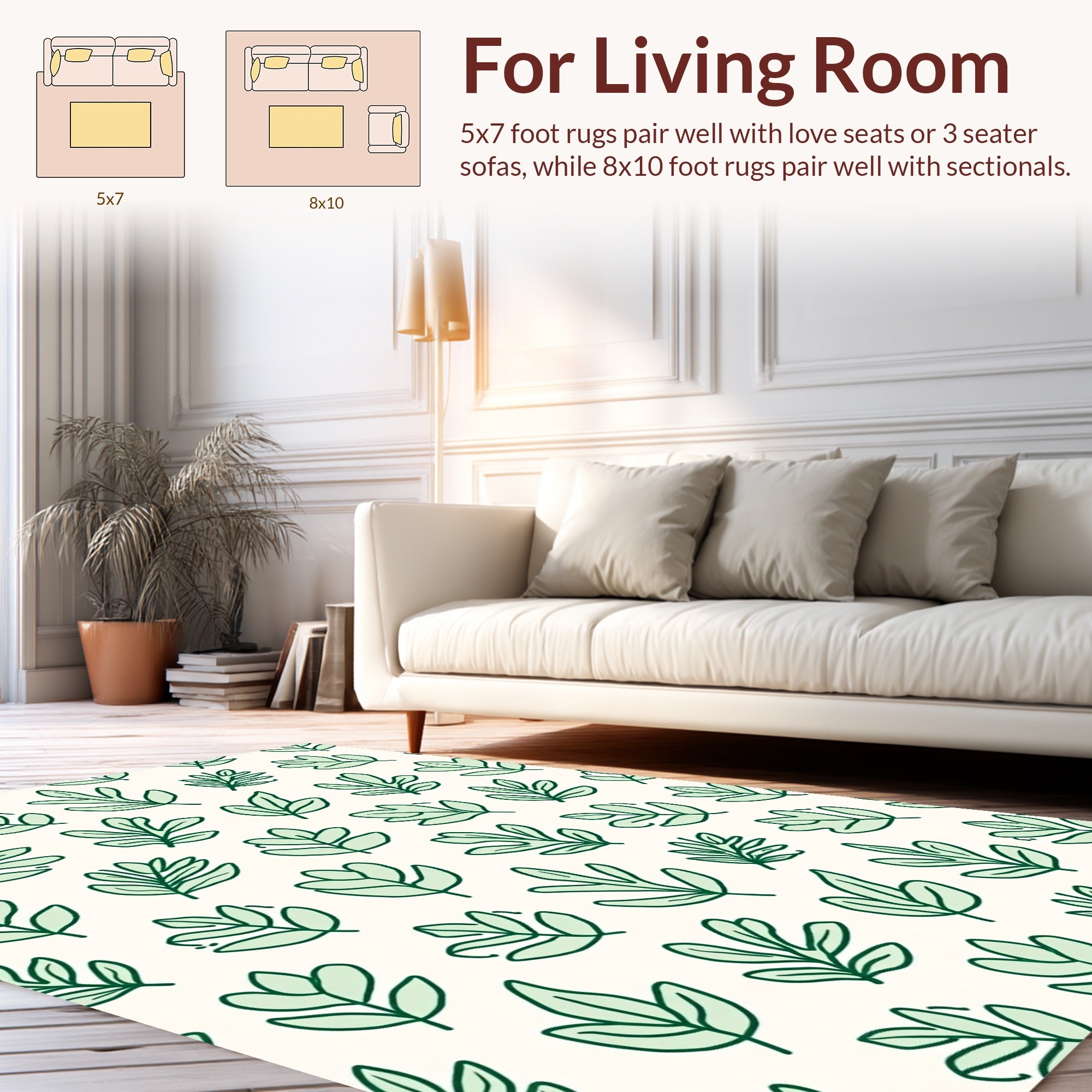 Green Leaf Pattern Design Rug