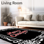 Festive Red Snowflakes Border Rug
