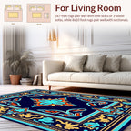 Ornate Floral Medallion Navy Pattern Rug
