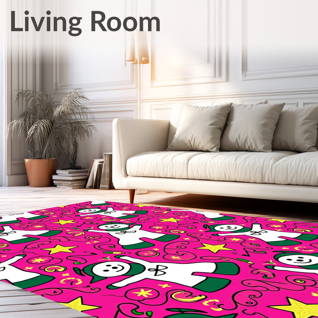 Whimsical Snowman Star Party Rug